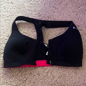 Under Armour Black and Pink Sports Bra for Active Comfort